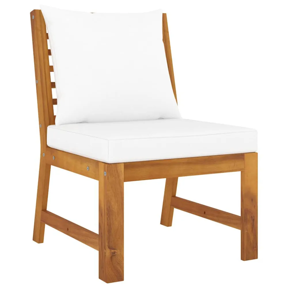 Sedia con Braccioli Divano Centrale Modulare con Cuscini Crema Massello Acacia