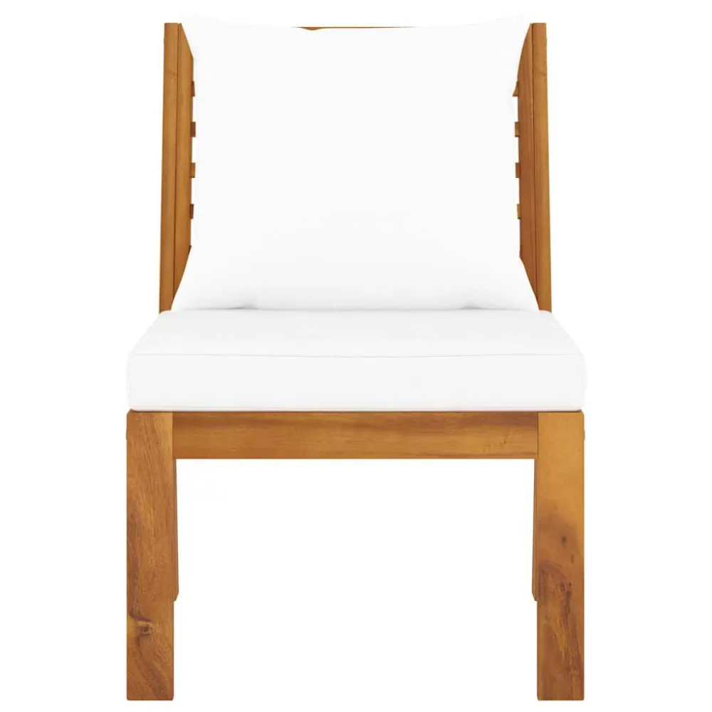 Sedia con Braccioli Divano Centrale Modulare con Cuscini Crema Massello Acacia