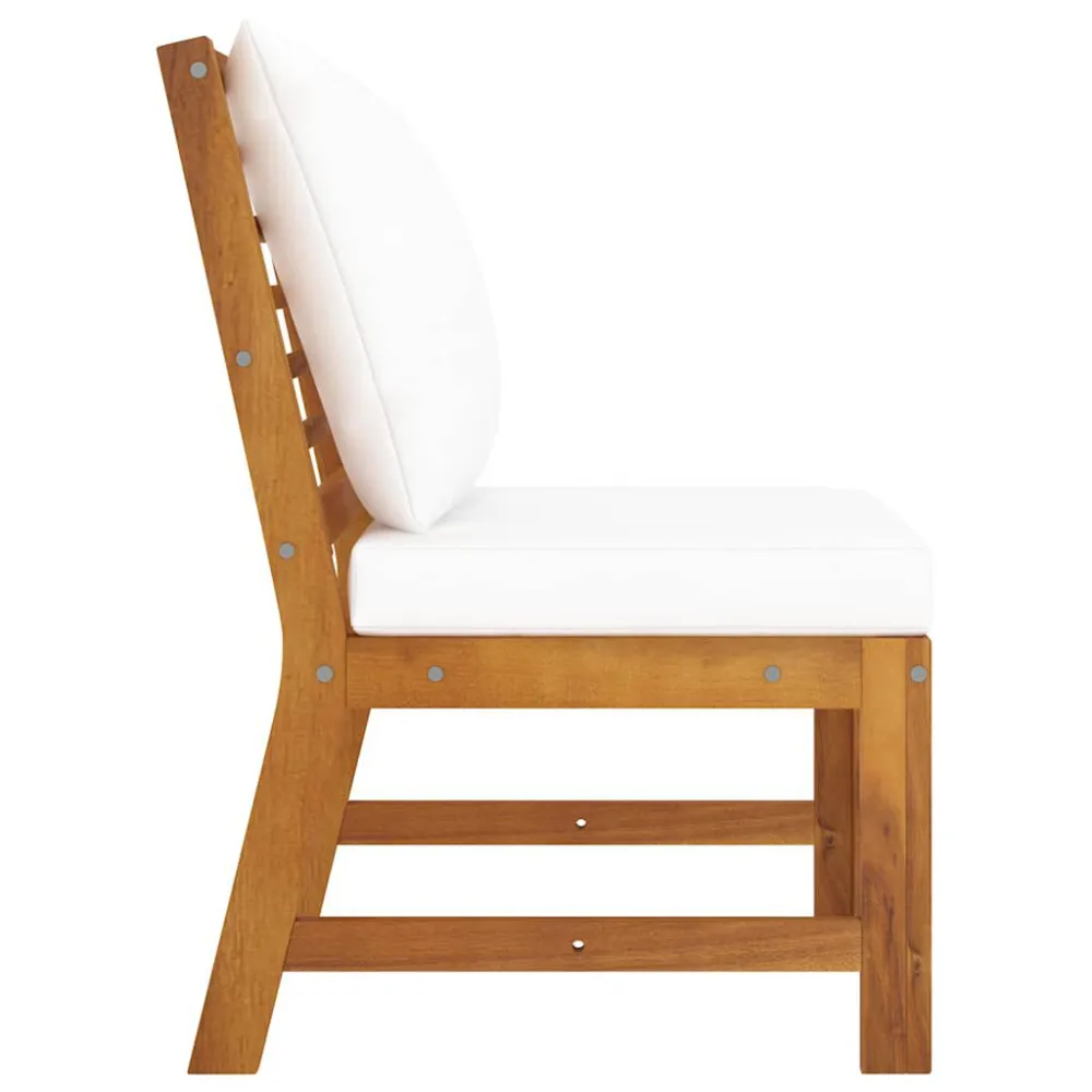 Sedia con Braccioli Divano Centrale Modulare con Cuscini Crema Massello Acacia