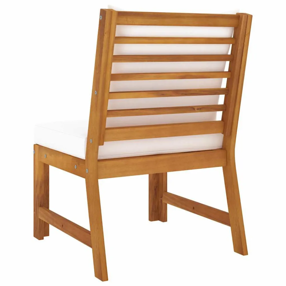 Sedia con Braccioli Divano Centrale Modulare con Cuscini Crema Massello Acacia