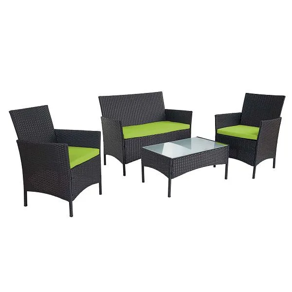 Sedia con Braccioli Mendler 2-1-1 set da giardino polyrattan Halden set lounge divano antracite cuscini verdi 52032+52036+...