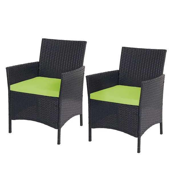 Sedia con Braccioli Mendler 2-1-1 set da giardino polyrattan Halden set lounge divano antracite cuscini verdi 52032+52036+...