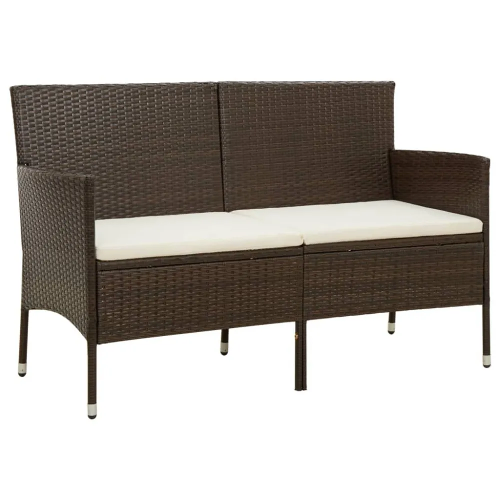 Sedia da Giardino Divano da Giardino 3 Posti con Cuscini Polyrattan Marrone