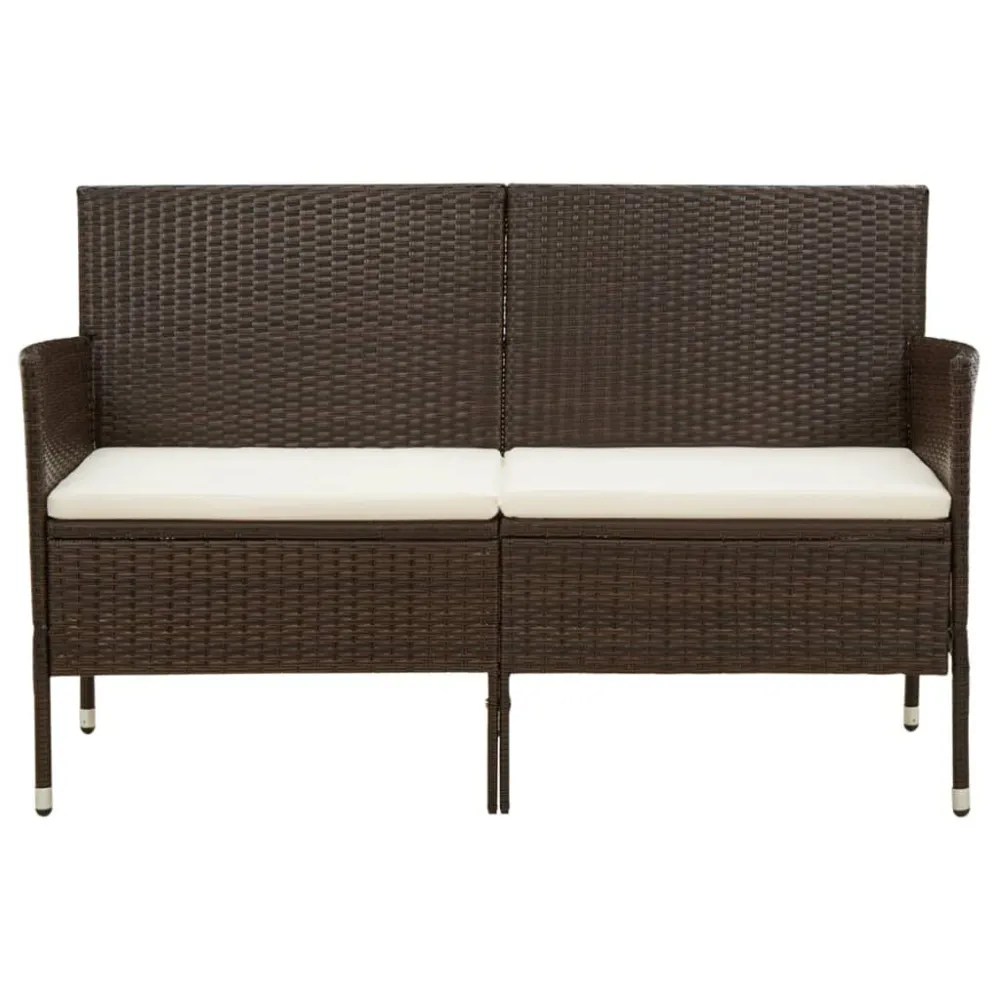 Sedia da Giardino Divano da Giardino 3 Posti con Cuscini Polyrattan Marrone