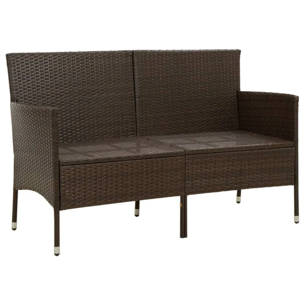 Sedia da Giardino Divano da Giardino 3 Posti con Cuscini Polyrattan Marrone