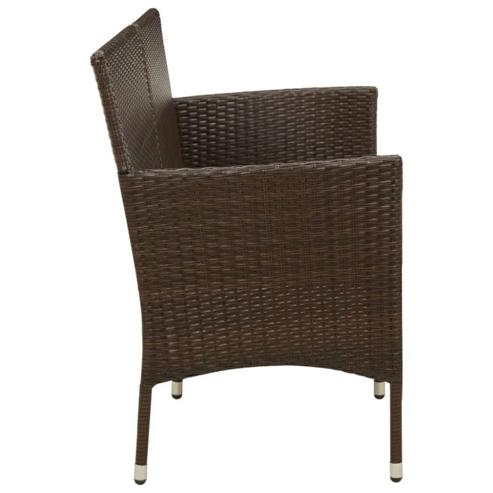 Sedia da Giardino Divano da Giardino 3 Posti con Cuscini Polyrattan Marrone