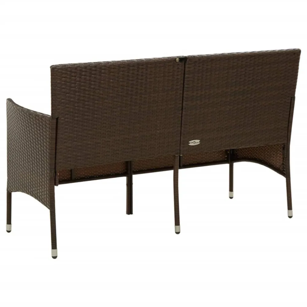 Sedia da Giardino Divano da Giardino 3 Posti con Cuscini Polyrattan Marrone