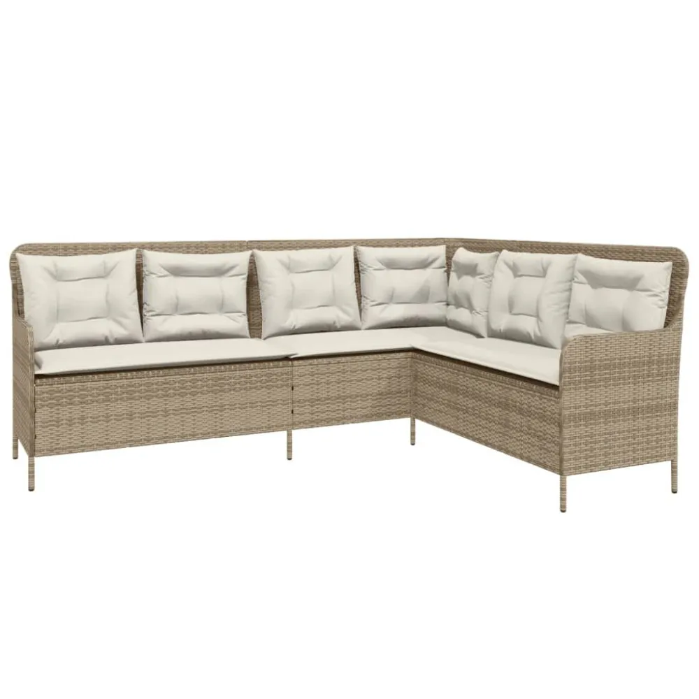 Sedia Pieghevole Divano da Giardino con Cuscini L Panna Polyrattan
