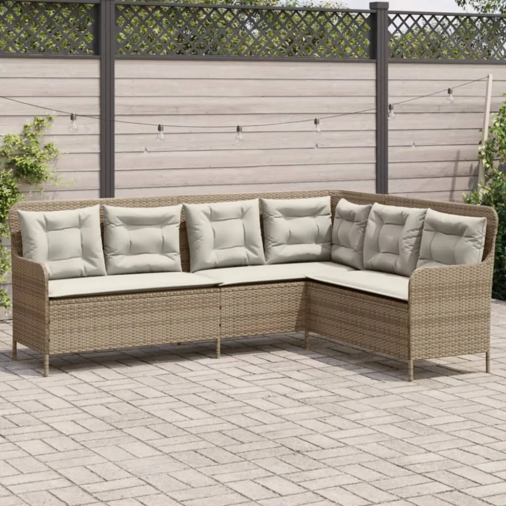 Sedia Pieghevole Divano da Giardino con Cuscini L Panna Polyrattan