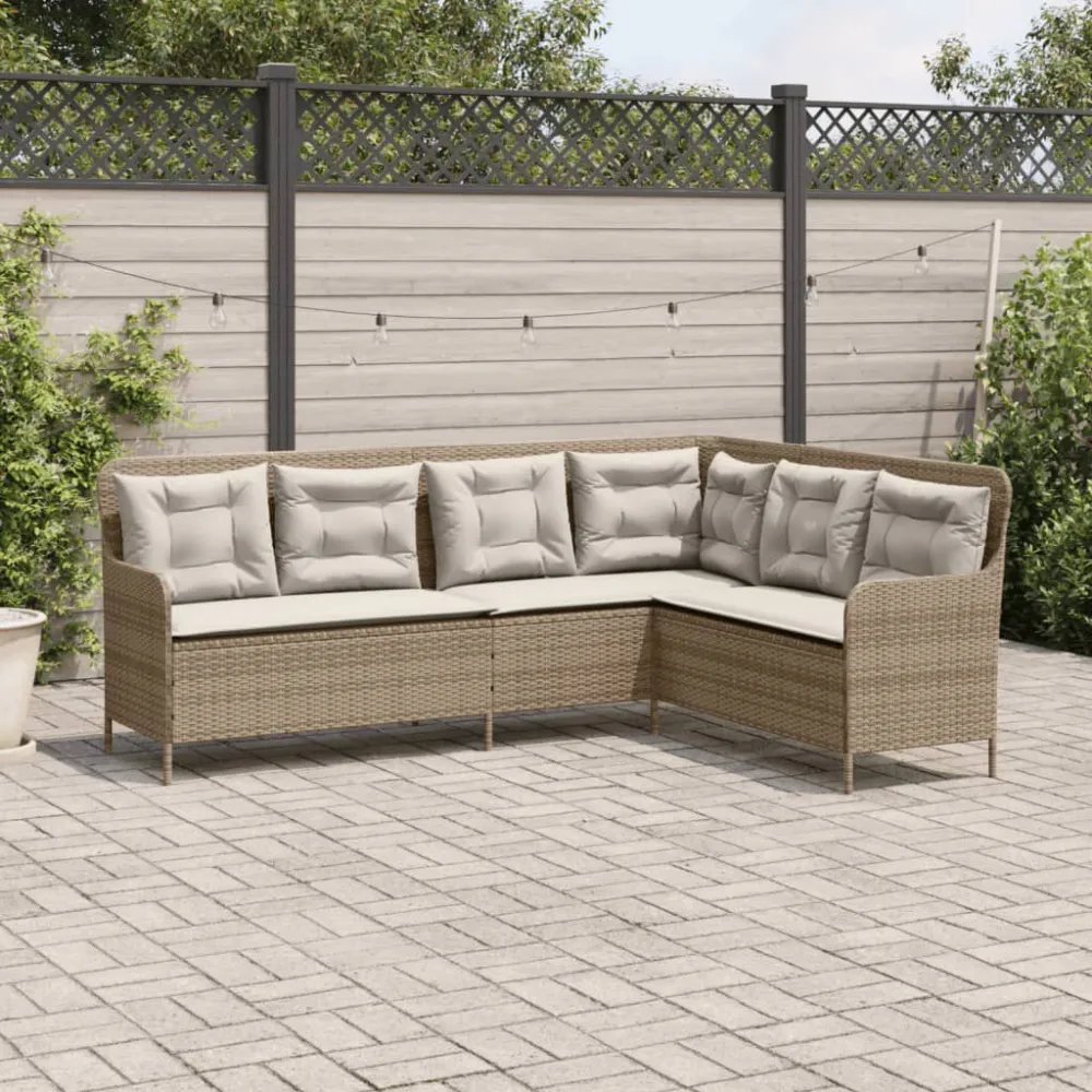 Sedia Pieghevole Divano da Giardino con Cuscini L Panna Polyrattan