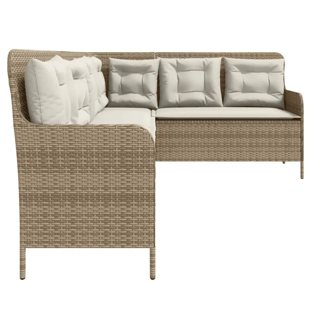 Sedia Pieghevole Divano da Giardino con Cuscini L Panna Polyrattan
