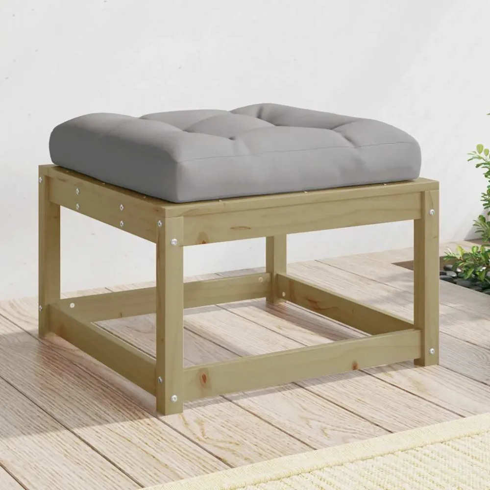 Sedia Pieghevole Poggiapiedi da Giardino con Cuscino Legno Impregnato di Pino