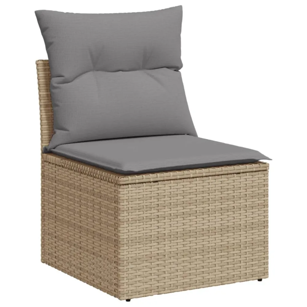 Sedia Pieghevole Set Divano da Giardino 6 pz con Cuscini Panna Polyrattan