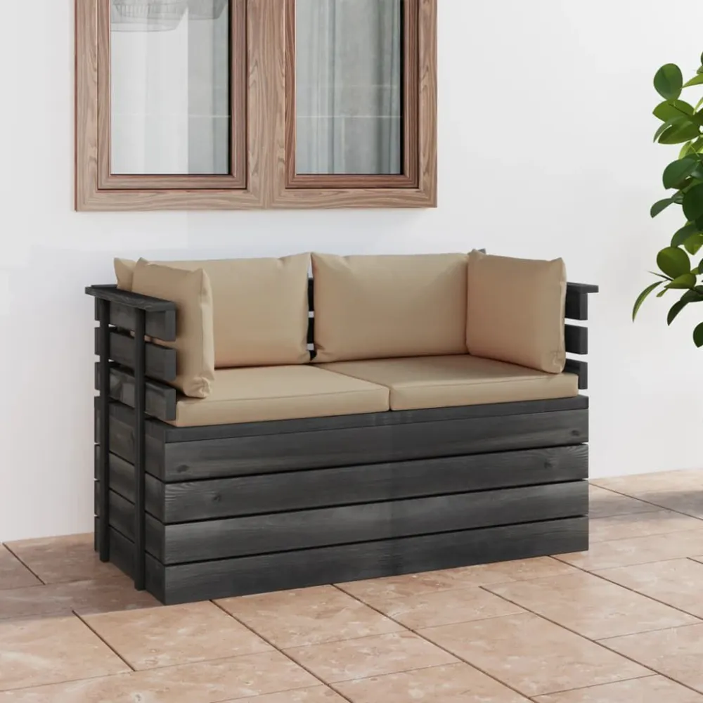 Sedia da Terrazzo Divano da Giardino 2 Posti su Pallet con Cuscini Massello Pino