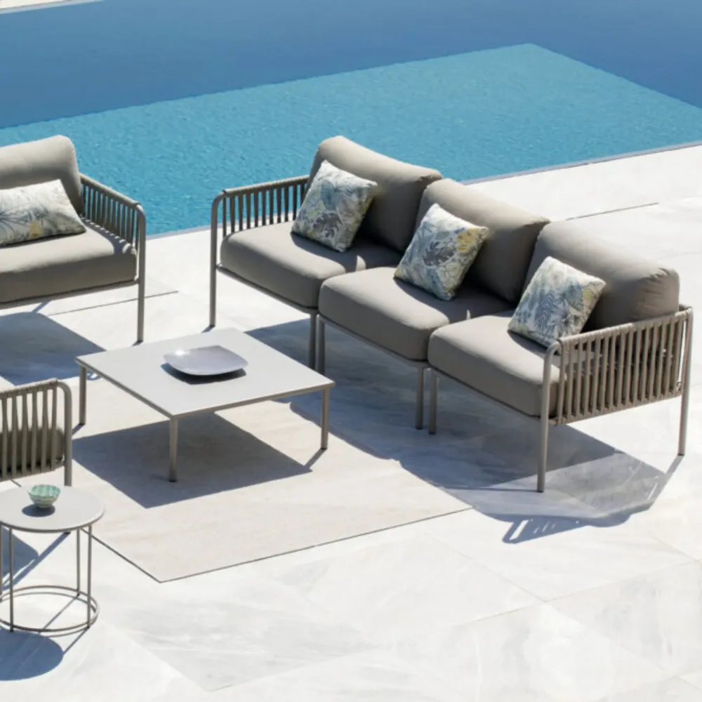Sedia da Terrazzo Divano modulo singolo con schienale corda "Key West" con cuscini cm 80x80 64h
