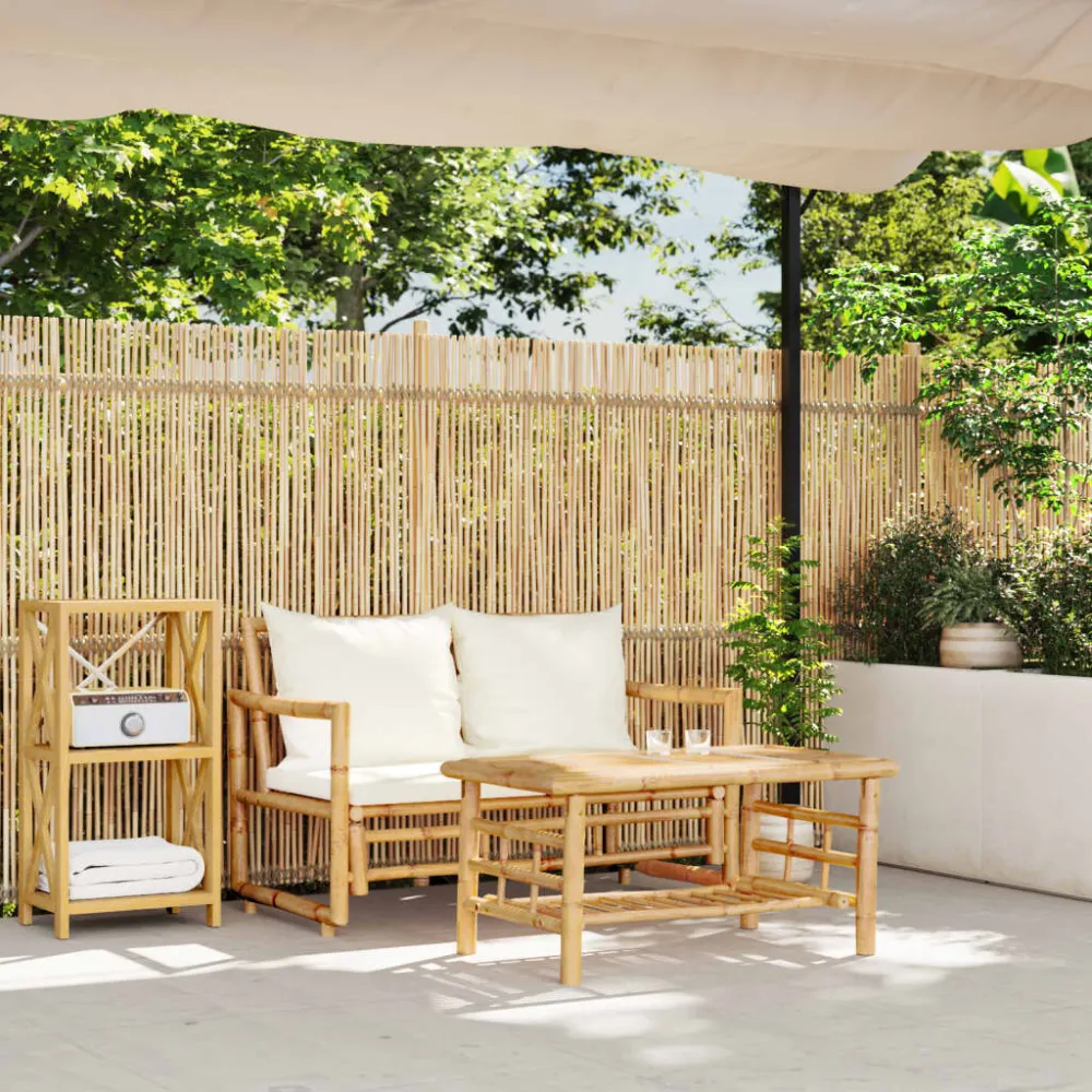 Sedia da Terrazzo Set Divano da Giardino 2 pz con Cuscini Bambù