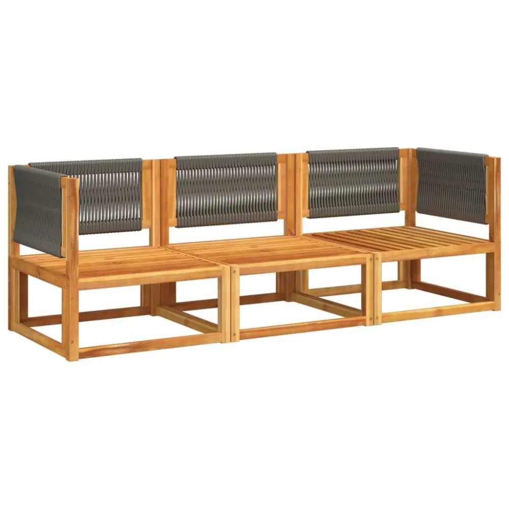 Set Divano da Giardino 3pz con Cuscini Legno Massello di Acacia con Sistema di Montaggio Rapido