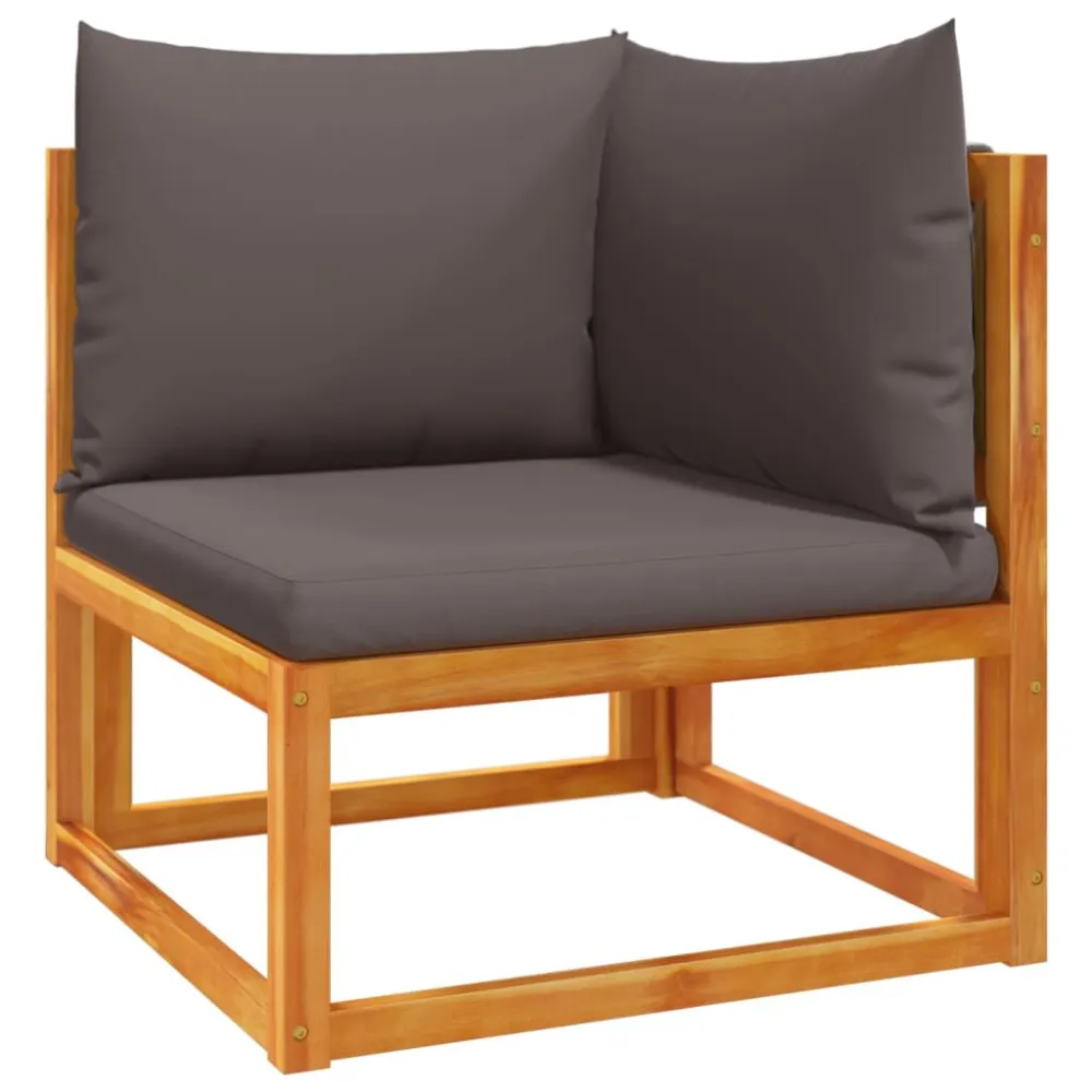 Set Divano da Giardino 3pz con Cuscini Legno Massello di Acacia con Sistema di Montaggio Rapido