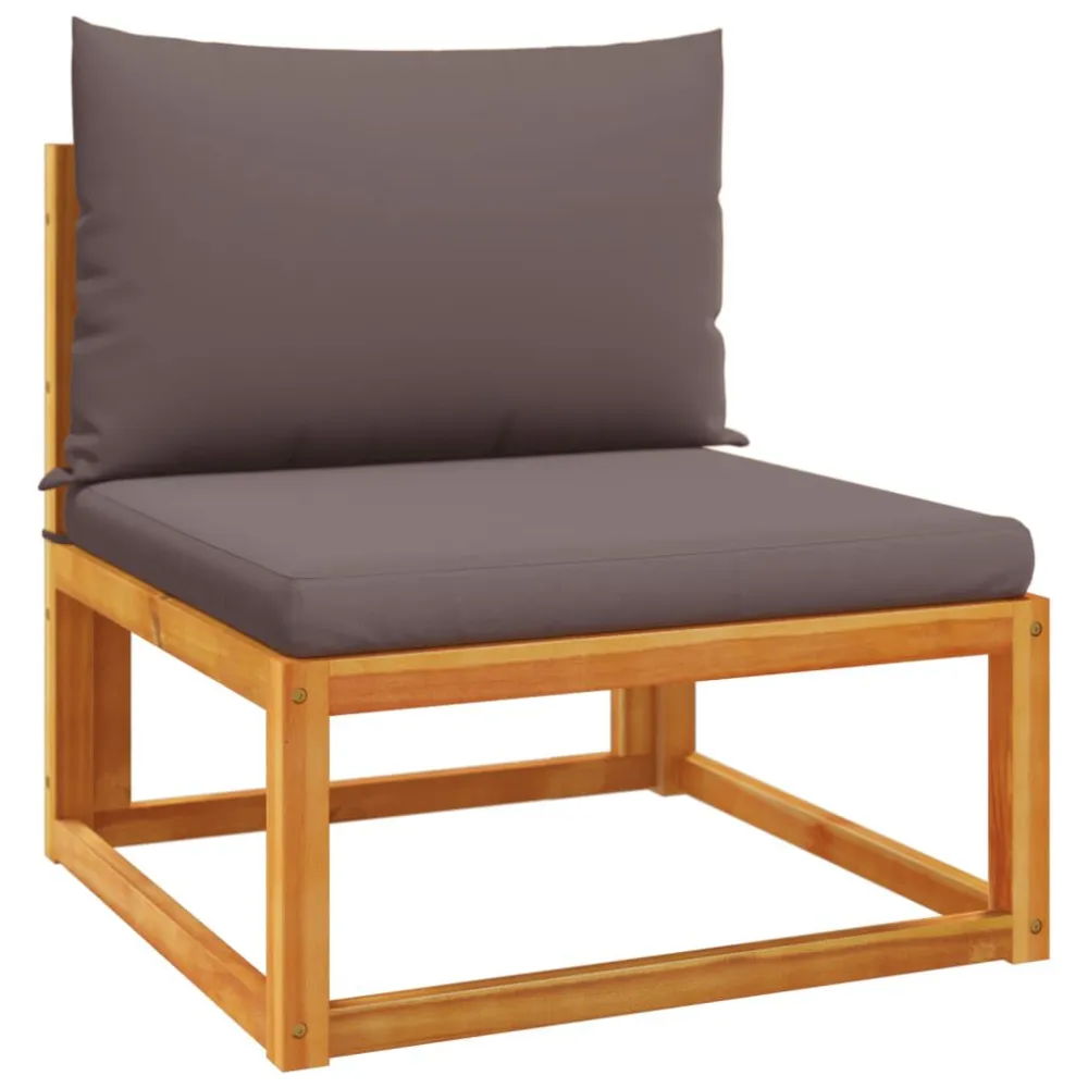 Set Divano da Giardino 3pz con Cuscini Legno Massello di Acacia con Sistema di Montaggio Rapido