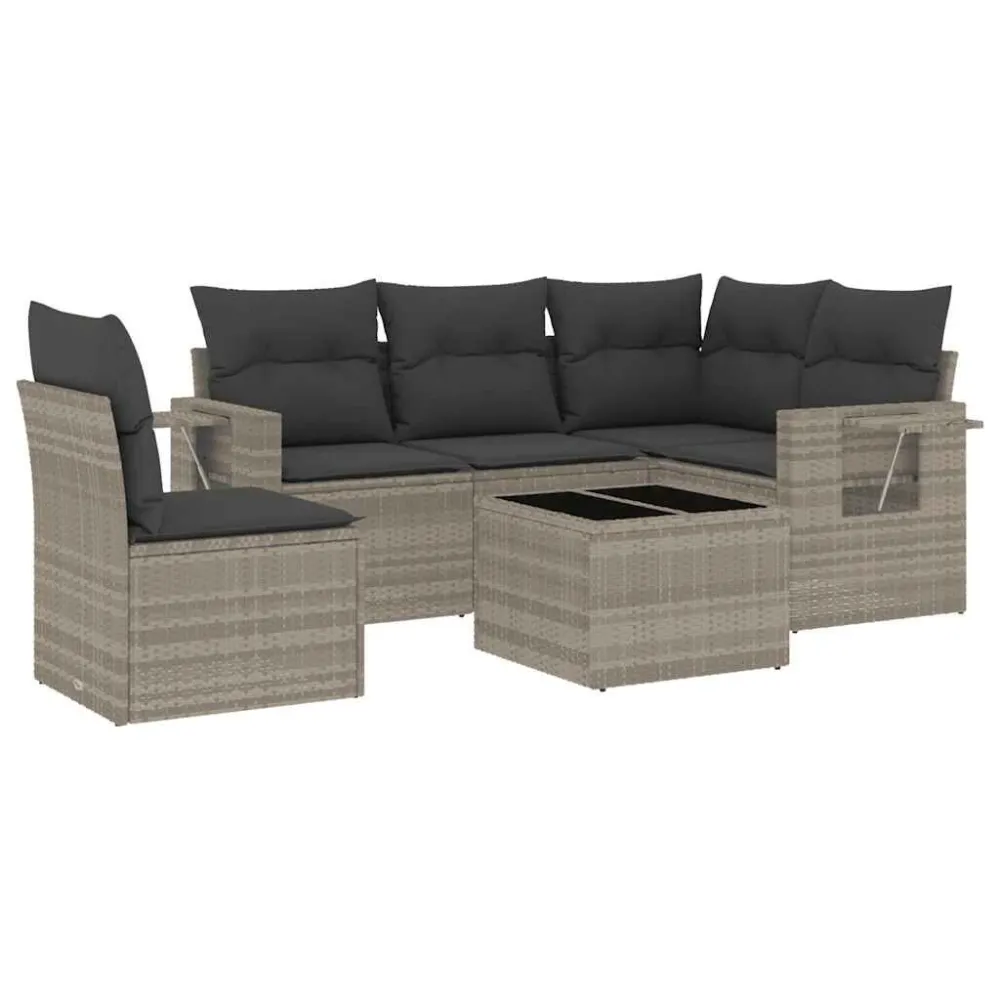 Set Divano da Giardino 6pz con Cuscini Grigio Palese Polyrattan Colori Vivaci