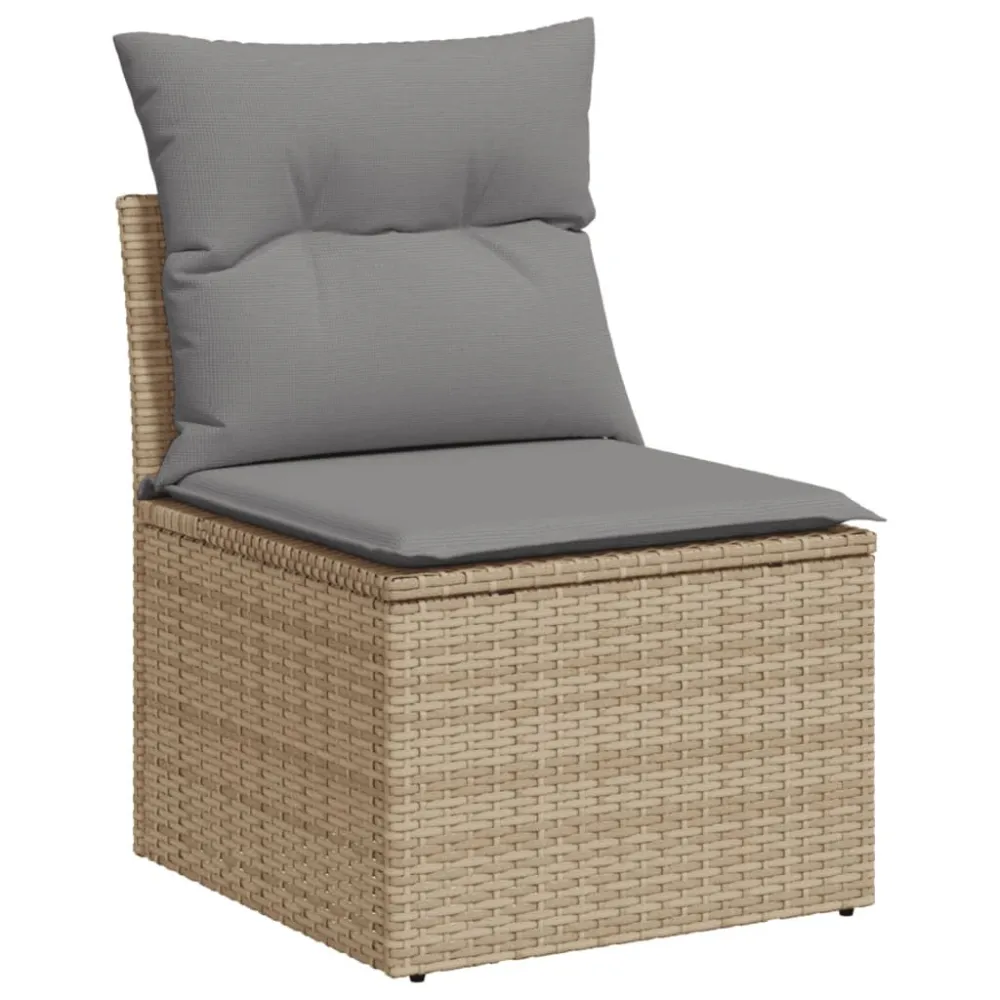 Set Divano da Giardino 9 pz con Cuscini Crema Polyrattan