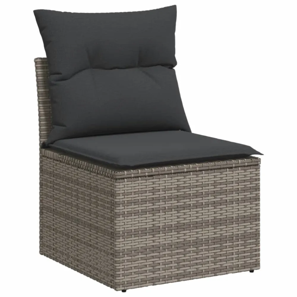 Set Divano da Giardino 5 pz con Cuscini Grigio Polyrattan per Giardino e Spiaggia