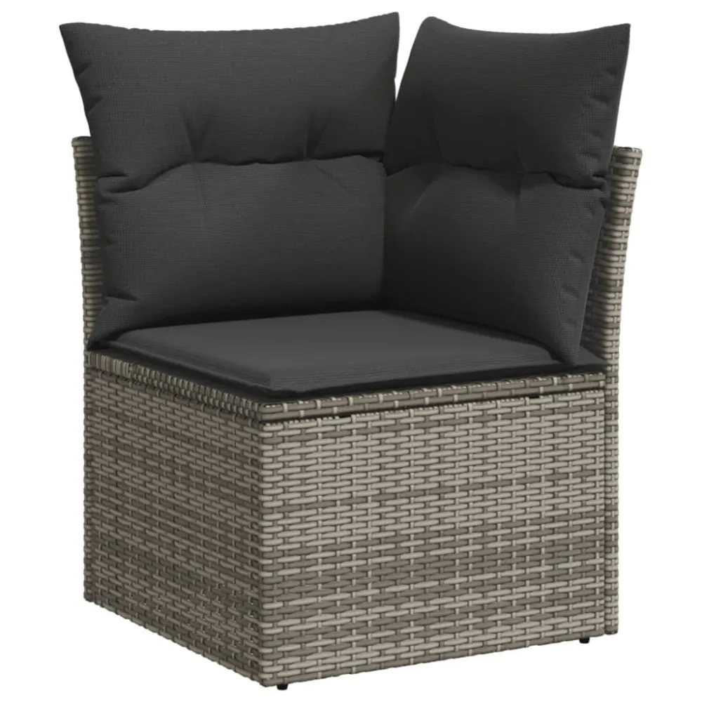 Set Divano da Giardino 5 pz con Cuscini Grigio Polyrattan per Giardino e Spiaggia