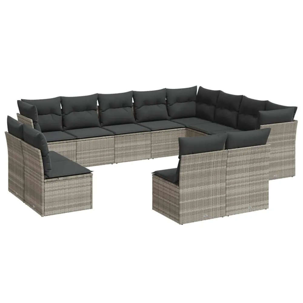Set Divano Giardino 12 pz con Cuscini Grigio Palese Polyrattan