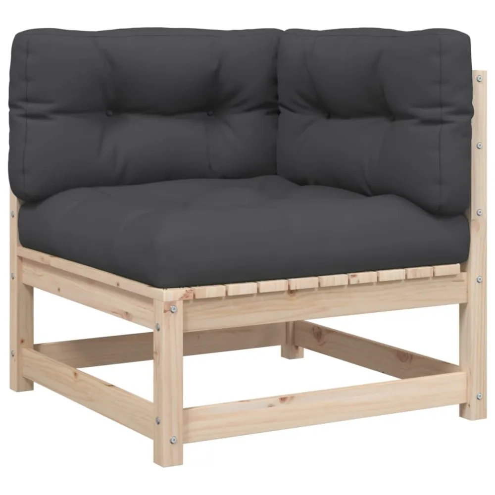 Set Divano da Giardino 4 pz con Cuscini Legno Massello di Pino con Rivestimento Tessuto
