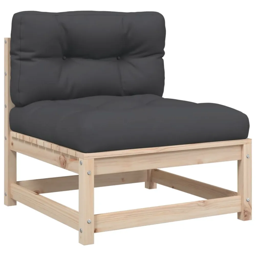 Set Divano da Giardino 4 pz con Cuscini Legno Massello di Pino con Rivestimento Tessuto