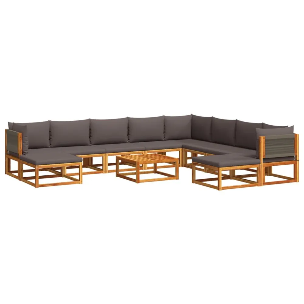 Set Divano da Giardino 11 pz con Cuscini Legno Massello Acacia Easy Storage