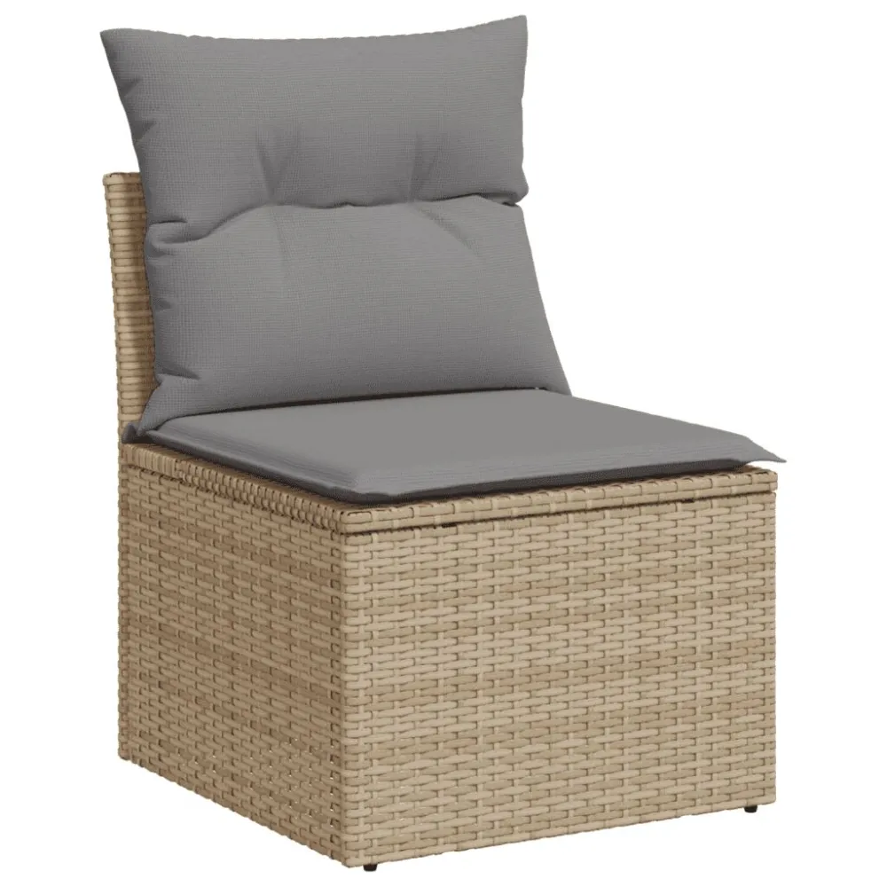 Set Divano da Giardino 10 pz con Cuscini Nocciola Polyrattan
