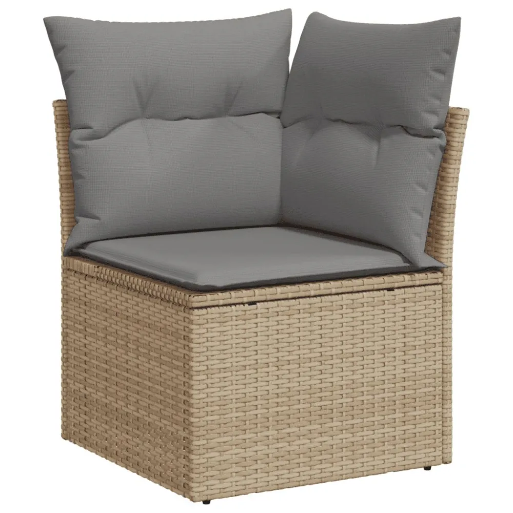 Set Divano da Giardino 10 pz con Cuscini Nocciola Polyrattan