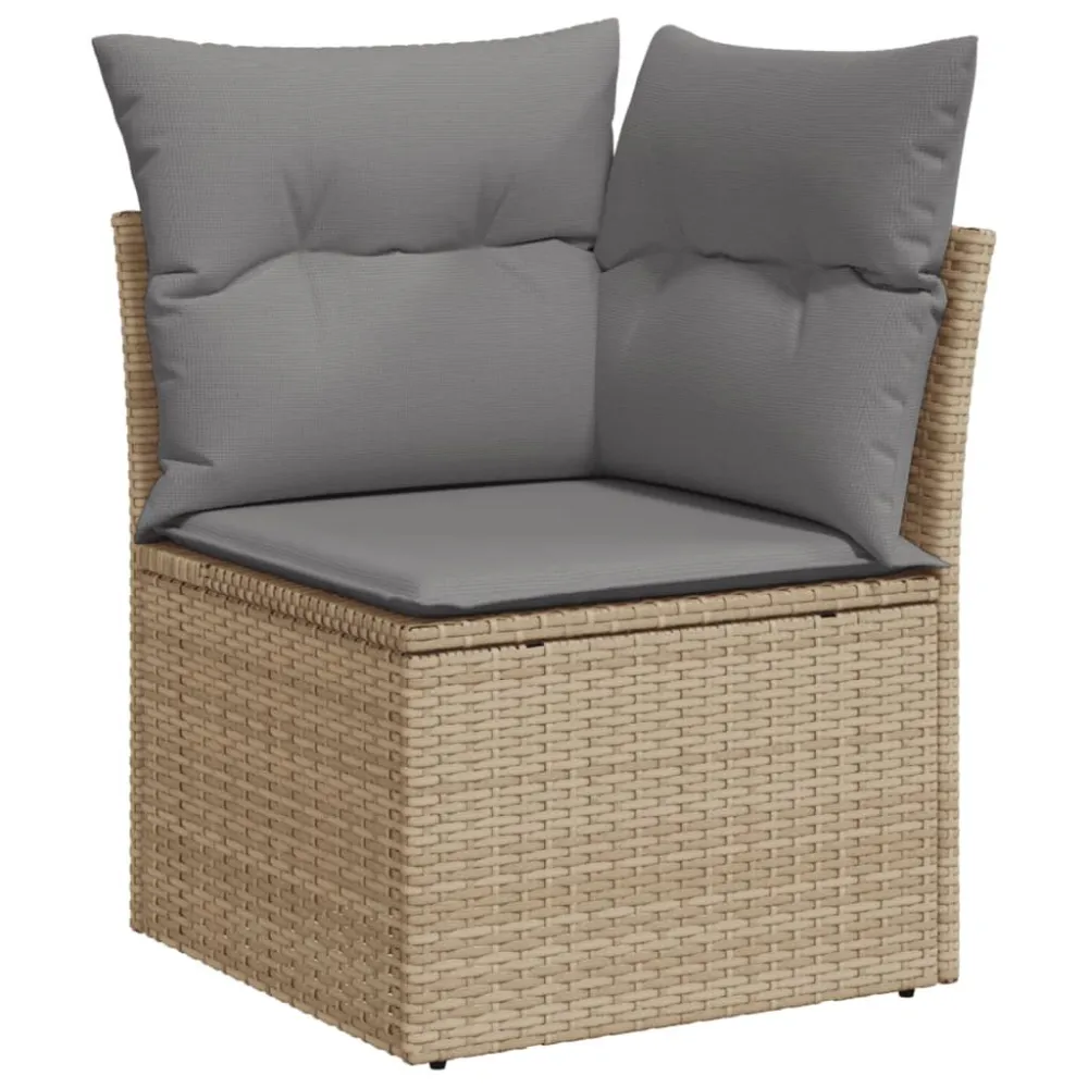Set Divano da Giardino 13 pz con Cuscini Sabbia Misto Polyrattan con Sistema di Montaggio Rapido