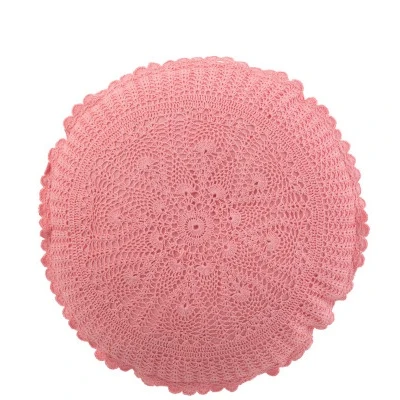 Cuscino Uncinetto Rosa Rotondo per Divano