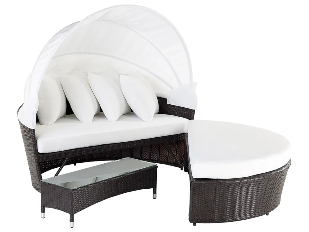 Divano coperto da giardino rattan marrone SYLT LUX