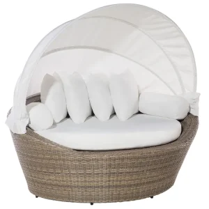 Divano da giardino rattan marrone chiaro SYLT