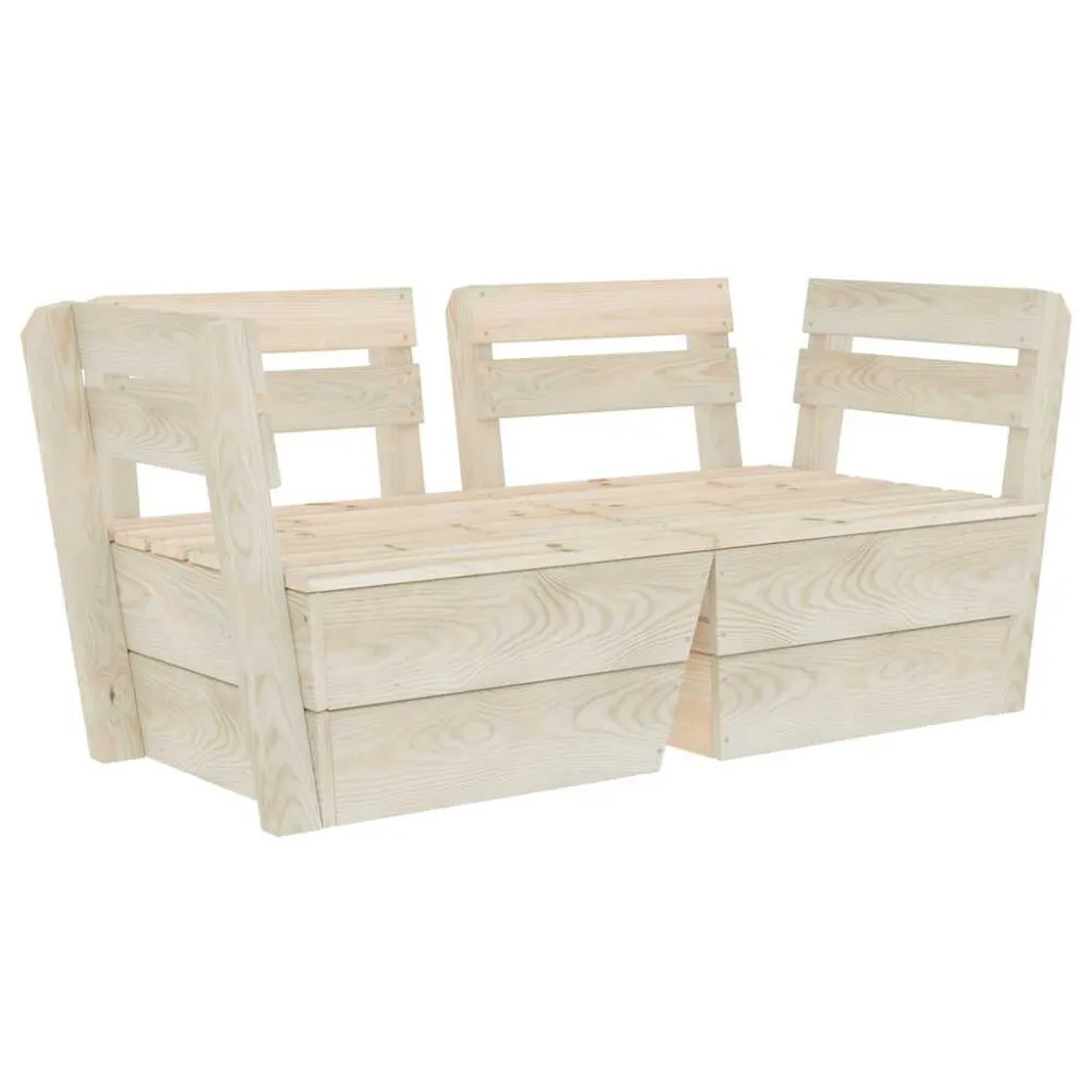 Confortevole Ergonomico Divano da Giardino 2 Posti su Pallet Legno Abete Impregnato