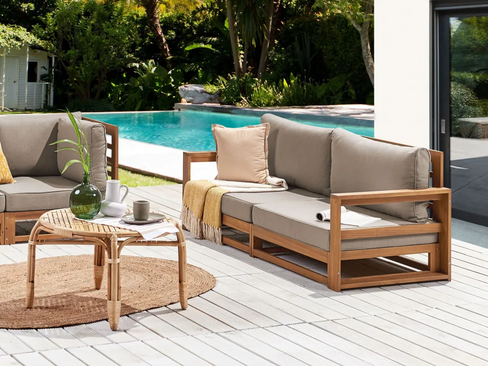 Confortevole Ergonomico Divano da giardino TIMOR Legno d'acacia certificato FSC® Legno distinto