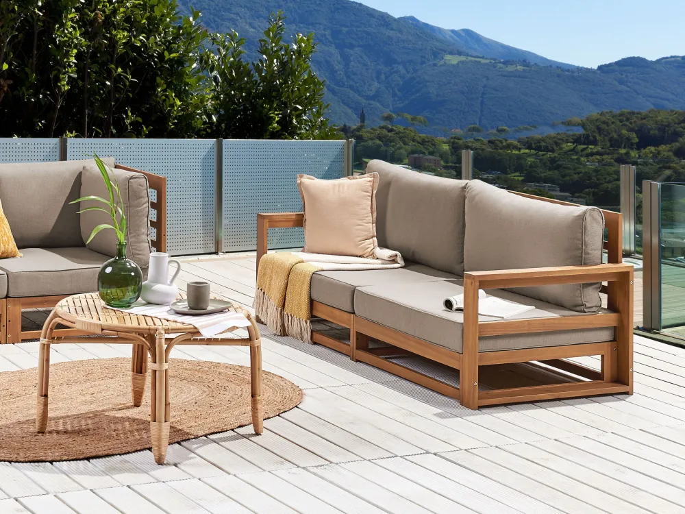 Confortevole Ergonomico Divano da giardino TIMOR Legno d'acacia certificato FSC® Legno distinto