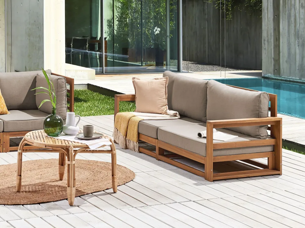 Confortevole Ergonomico Divano da giardino TIMOR Legno d'acacia certificato FSC® Legno distinto