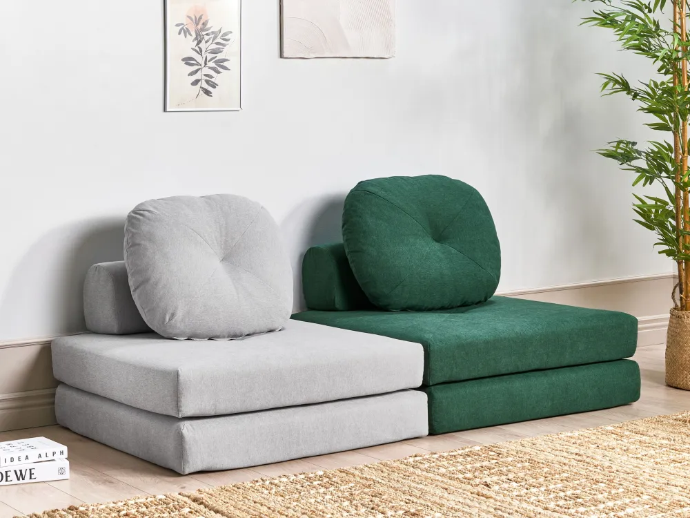 Confortevole Ergonomico Divano letto singolo tessuto verde fosco OLDEN