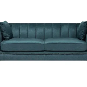 Confortevole Ergonomico Divano 3 posti tessuto vellutato blu verde GAULA