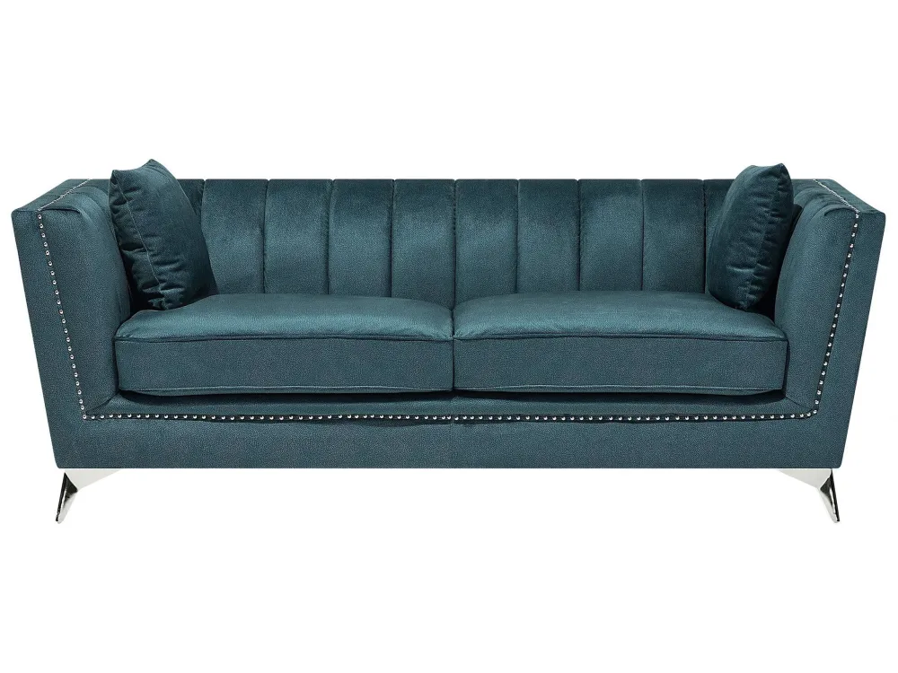 Confortevole Ergonomico Divano 3 posti tessuto vellutato blu verde GAULA