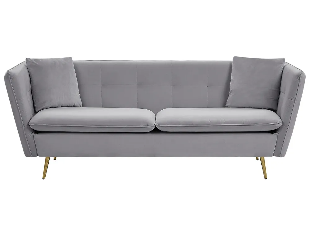 Confortevole Ergonomico Divano 3 posti di velluto grigio FREDERICA