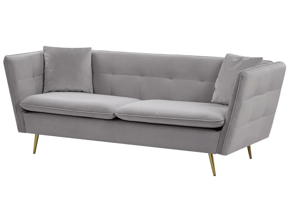 Confortevole Ergonomico Divano 3 posti di velluto grigio FREDERICA