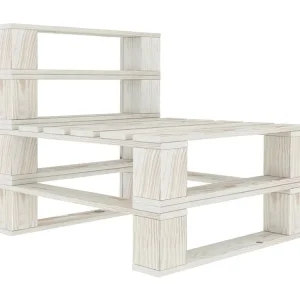 Design Esclusivo Divano centrale da giardino legno bianco pallet