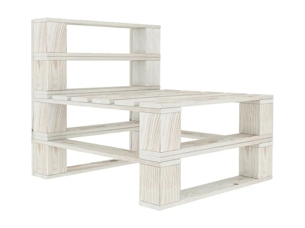 Design Esclusivo Divano centrale da giardino legno bianco pallet