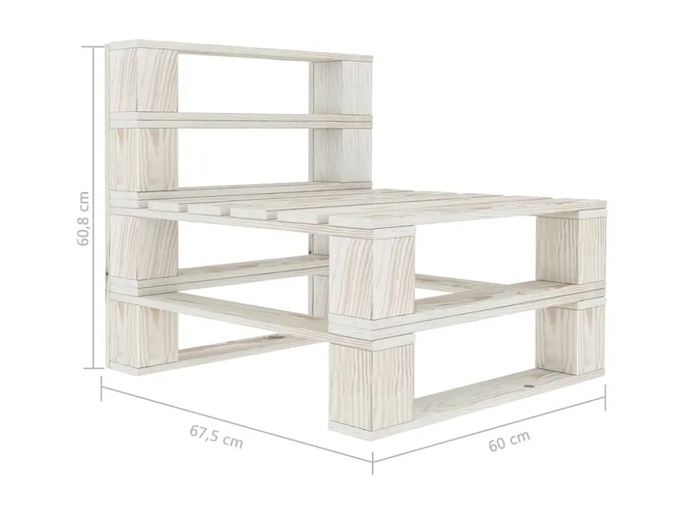 Design Esclusivo Divano centrale da giardino legno bianco pallet