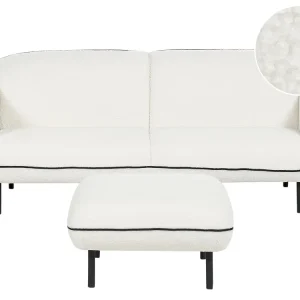 Divano bouclé bianco con ottomano TONSBERG con Rivestimento Tessuto